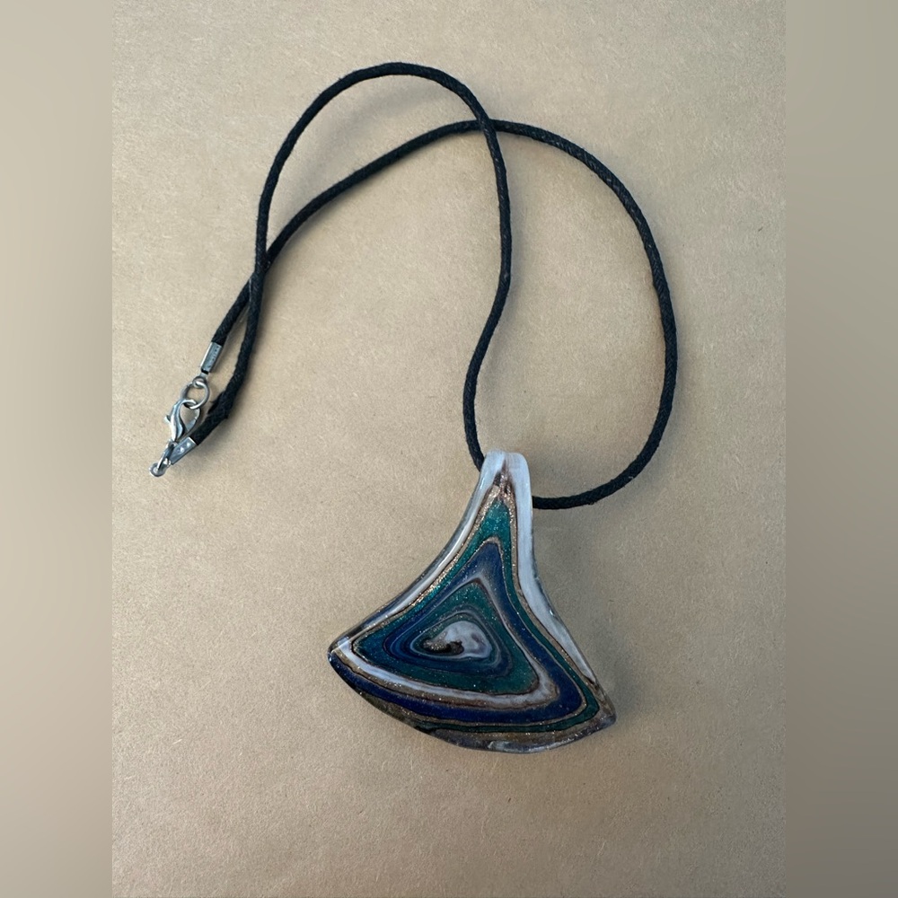 Vtg. Blown Glass Pendant Necklace